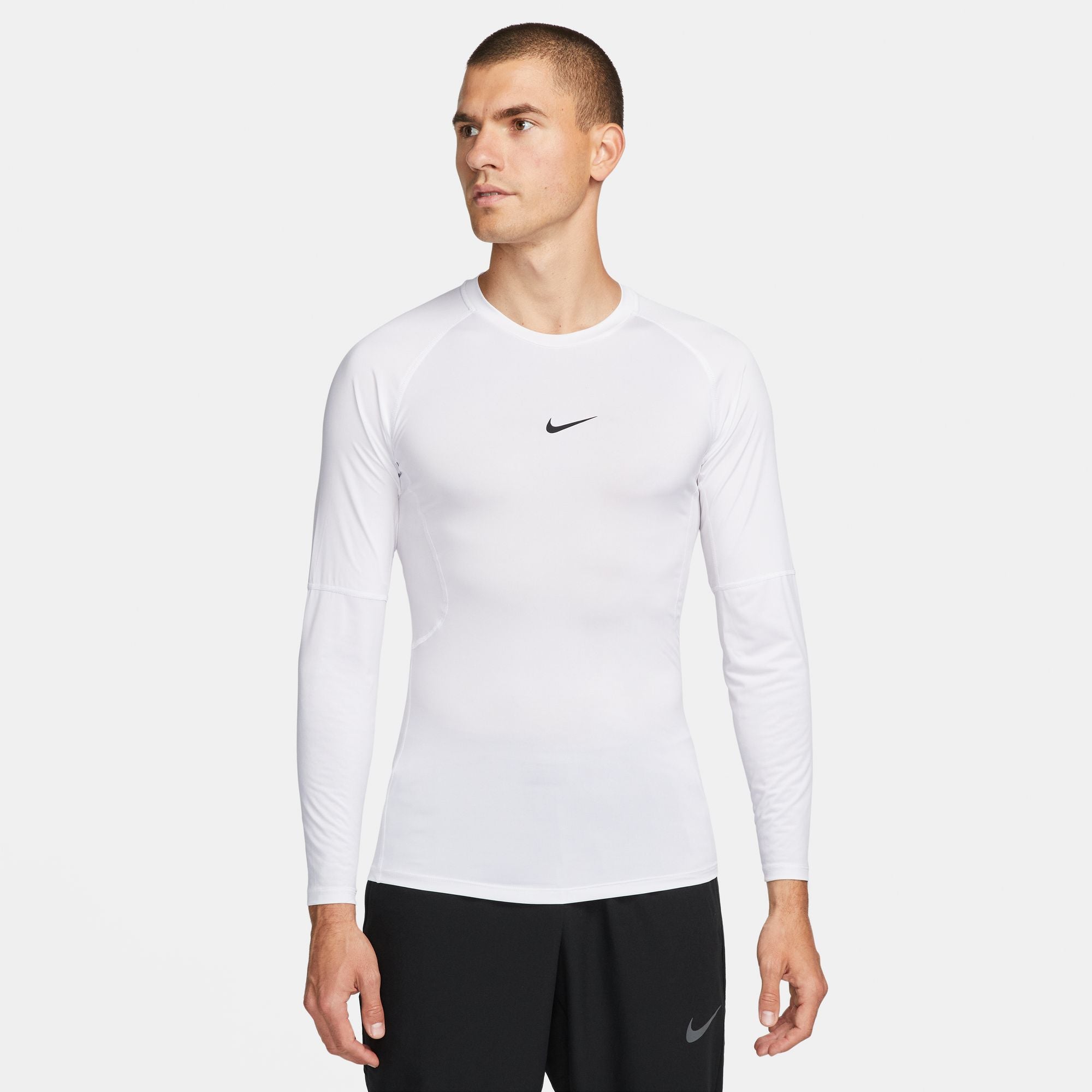 Nike Pro Men's Tight Long-Sleeve Top White